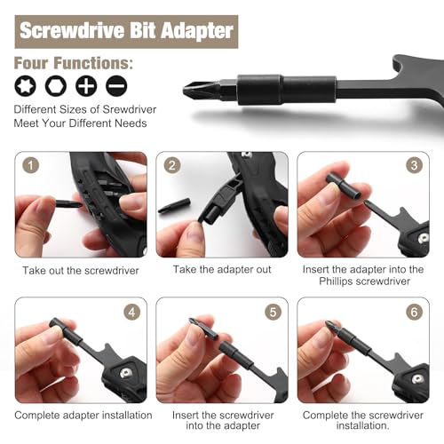 Fathers Day Dad Gifts from Daughter Son Wife, Upgrad 22 in 1 Camping Multitool Hammer Hatchet, Portable Camp Axe Screwdriver Set with Nylon Sheath, Birthday Gifts for Men Dad Upgraded Black Multitool
