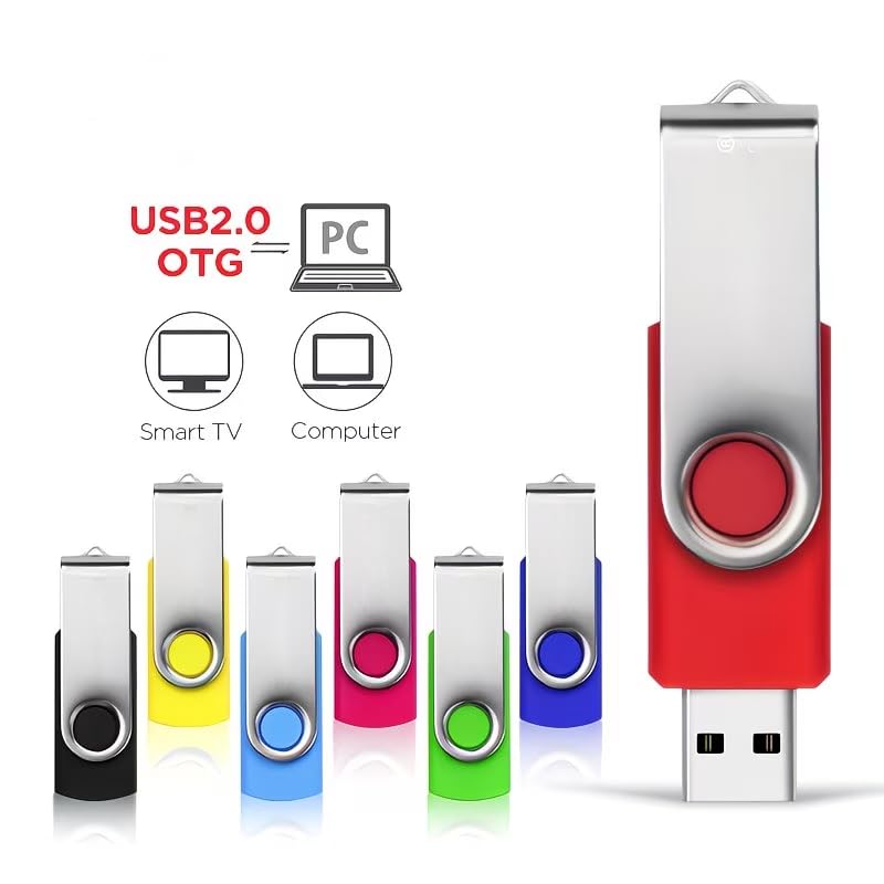 Flash Drive USB 2.0 10 Pack Swivel Blank Memory Stick Pnstaw Bulk Thumb Drive Pen Drives Jump Drive for Data Storage, File Sharing(10 Pack,Multi-Color) (10, 128, MB) 128 MB