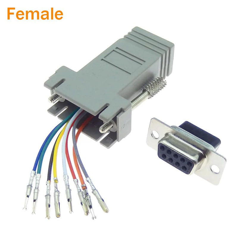 5Pcs DB9 Female to RJ45 Modular Adapter, DB9 to RJ45 Female Ethernet Connector Compatible with RS232 RS422 and RS485 Connection