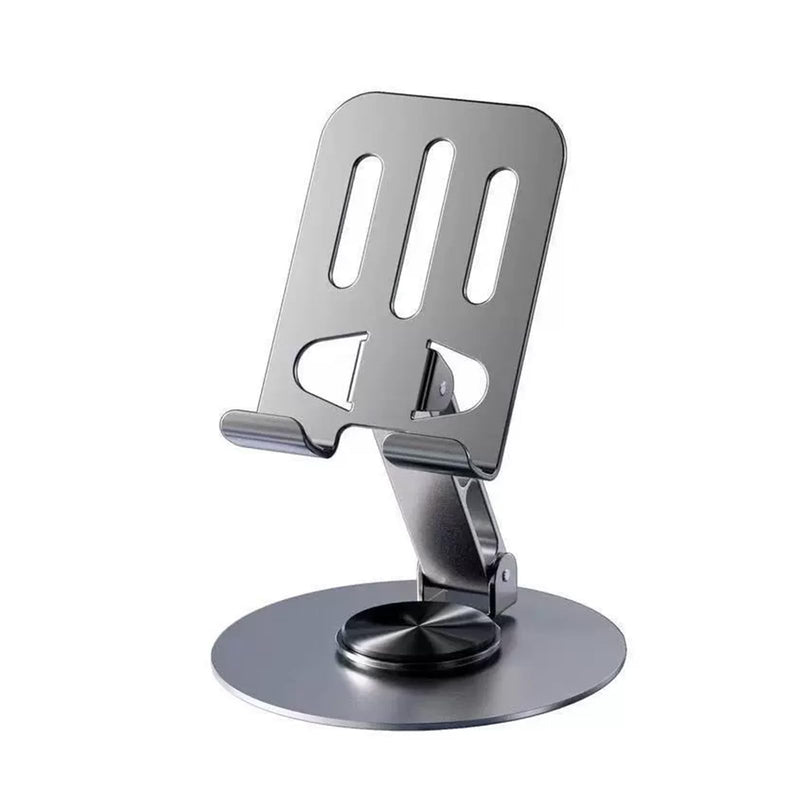 360° Adjustable Metal Desktop Phone Stand - Multi-Angle Foldable Cell Phone Holder with Non-Slip Base, Sturdy & Compatible with All Smartphones & Tablets, Including iPhone & iPad