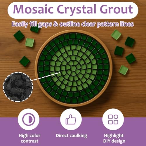 1DFAUL 200g Mosaic Crystal Grout for Crafts, Direct caulking (Black) Black