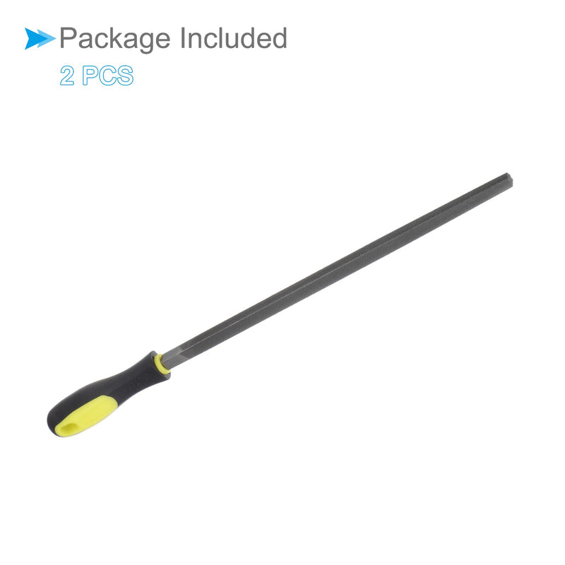 Metal Square File, 12" Blade Length, High Carbon Hardened Steel Cut Mill Hand Rasp with Non-slip Handle - (Applications: for Wood, Metal, Plastic), 2Pieces 12 Inch