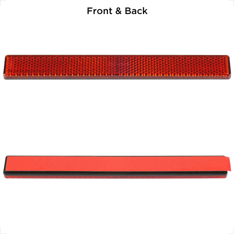 Evermotor Stick-on Rectangular reflectors Red Safety Reflector 6.53 inch Motorcycle Stickers Reflective Strips for Mailbox Golf Cart Trailer Driveway Door Moped(4 Pieces) Rectangle Red(4pcs)