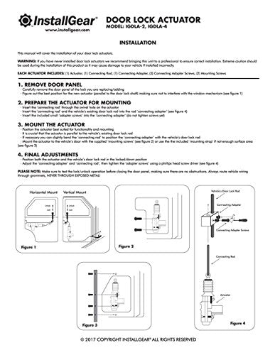 InstallGear Universal Car Power Door Lock Actuator Kit 12-Volt Motor (4 Pack) 4 Actuators