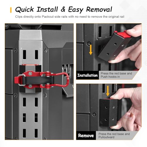 2 Pack Long Handle Tool Holder Compatible with ToughBuilt StackTech Tool Box, Quick-Release Clamp Mount for Axe, Shovel, Extension Pole & Conduit Bender