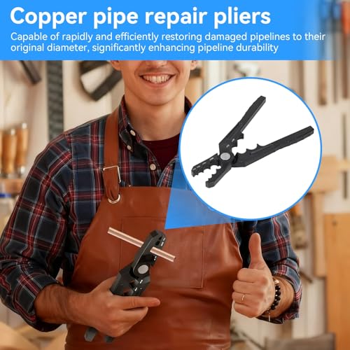 Copper Tube Rounder, Manual Pliers Tool Flat Tube Repairer Pliers Copper Pipe Rounder with 6 Hole Fits 1/4" 3/8" 1/2" 5/8" 3/4" 7/8" Pipes