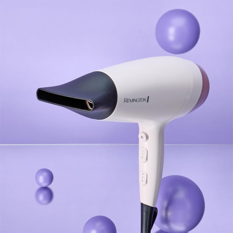 Remington Almond Allure Hair Dryer, Ionic Conditioning, 25% Faster Drying | Almond Oil Micro-Conditioners, Includes Diffuser and Concentrator, Six Heat and Speed Settings, Ceramic Coating, Model D4807