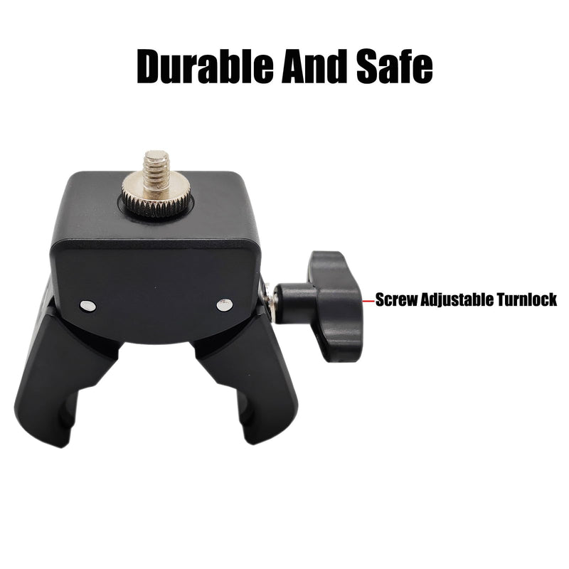 Camera Clamp Mount Monitor 360 Degree Ball Head Arm Adapter with 1/4"-20 Thread Compatible with Canon Nikon DSLR Camera Compatible with Gopro/Led Light Stand (1/4" Male Screw clamp) 1/4" male screw clamp