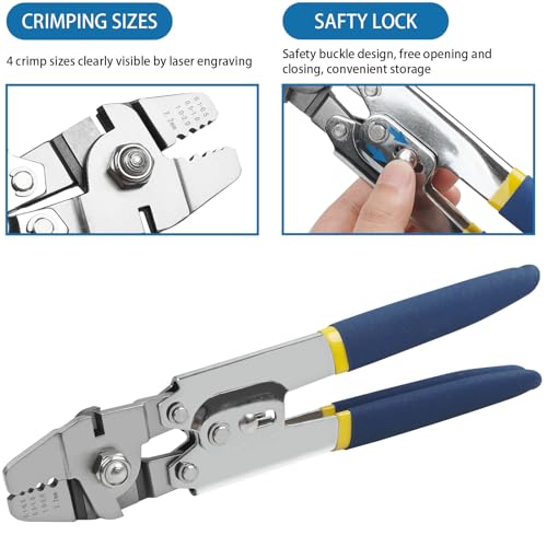 Fishing Crimping Tool Kit, Fishing Crimping Pliers Wire Rope Crimping Tool with 500pcs Crimp Sleeves Kit, Heavy Duty Stainless Steel Fishing Crimper Pliers Wire Cutters Line Crimps Sleeves