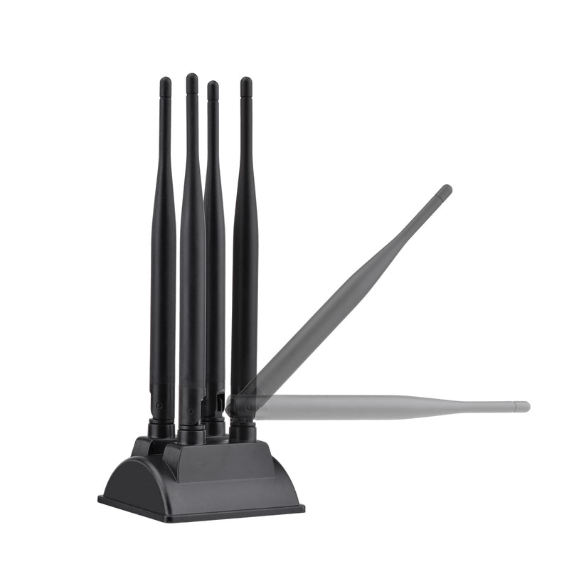 Eightwood Dual Band WiFi 6 Antenna 2.4GHz 5GHz, 4 RP-SMA Connector WiFi Antenna Magnetic Base for PC Desktop Computer PCIe Bluetooth Card Wireless Router and Access Point