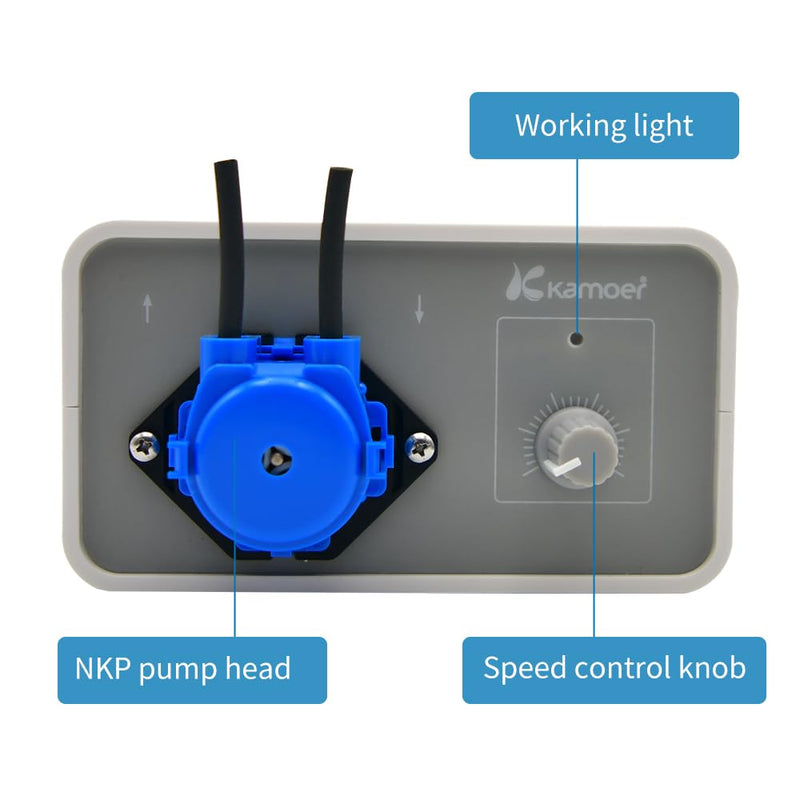 Kamoer M1-NKP Peristaltic Pump 12V 5-30ml/min Low Flow Adjustable Speed Liquid Dosing Pump for Lab Factory Liquid Transfer with Power Adapter