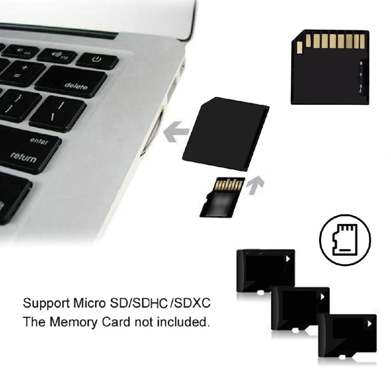 xiwai 5pcs/lot Micro SD TF to SD Card Socket Adapter for Mac Laptop | Memory Card Black Card Kit Low Profile Short Body for Extra Storage Black-5pc