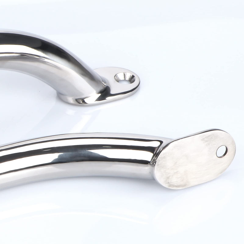 2PCS Boat Handrail Grab Handle Polished Stainless Steel Round Tube - 12" Long Marine Grab Handle