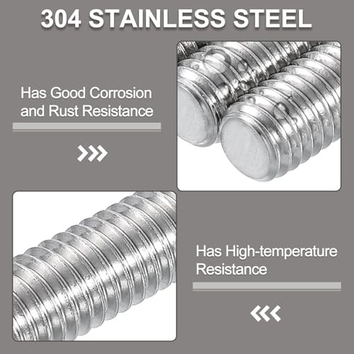 uxcell 3/8"-16 Fully All Threaded Rod, 6 Pcs 304 Stainless Steel Long Threaded Screw 3.5" Length Right Hand Threads for Furniture Mounting Assembly Fastening 3.5"