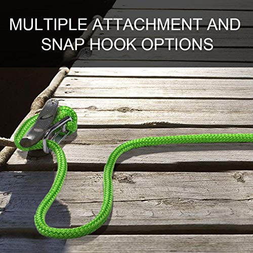 Green Floating Polypropylene Dock line Provide The Stainless Snap Hook and Incredible 12" Spliced Eye to let You Easy and Fast to go
