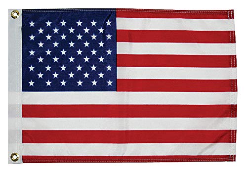 Taylor Made 50 Star U.S. Flag for Boats, 12" x 18", Brass Grommets, Water Repellent 200 Denier Nylon, American Made, Reinforced Heading - 2020109156