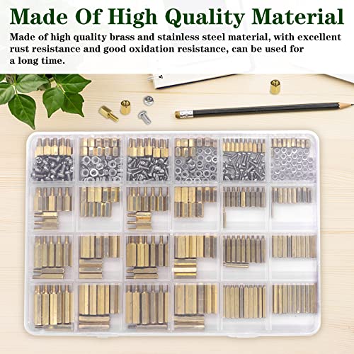 480Pcs M2 M2.5 M3 Motherboard Standoffs&Screws&Nuts Kit, Hex Male-Female Brass Spacer Standoffs, Laptop Screws for DIY Computer Build, Electronic Projects, Raspberry Pi, Circuit Board etc.