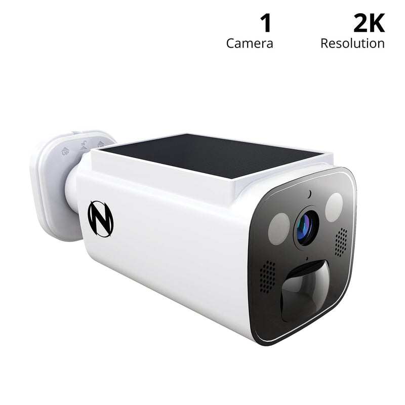 Night Owl 2K Battery Solar Powered Camera with Spotlight and 2-Way Audio – White