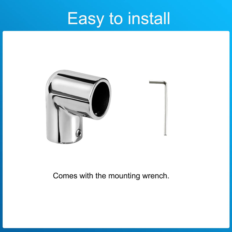 Heavy Duty Boat Handrail Fitting, 2-Way 90 Degree Elbow Hardware, 316 Stainless Steel, Pipe Connector for 1 inch (25.4mm) Pipe Tubing (2 PCS)