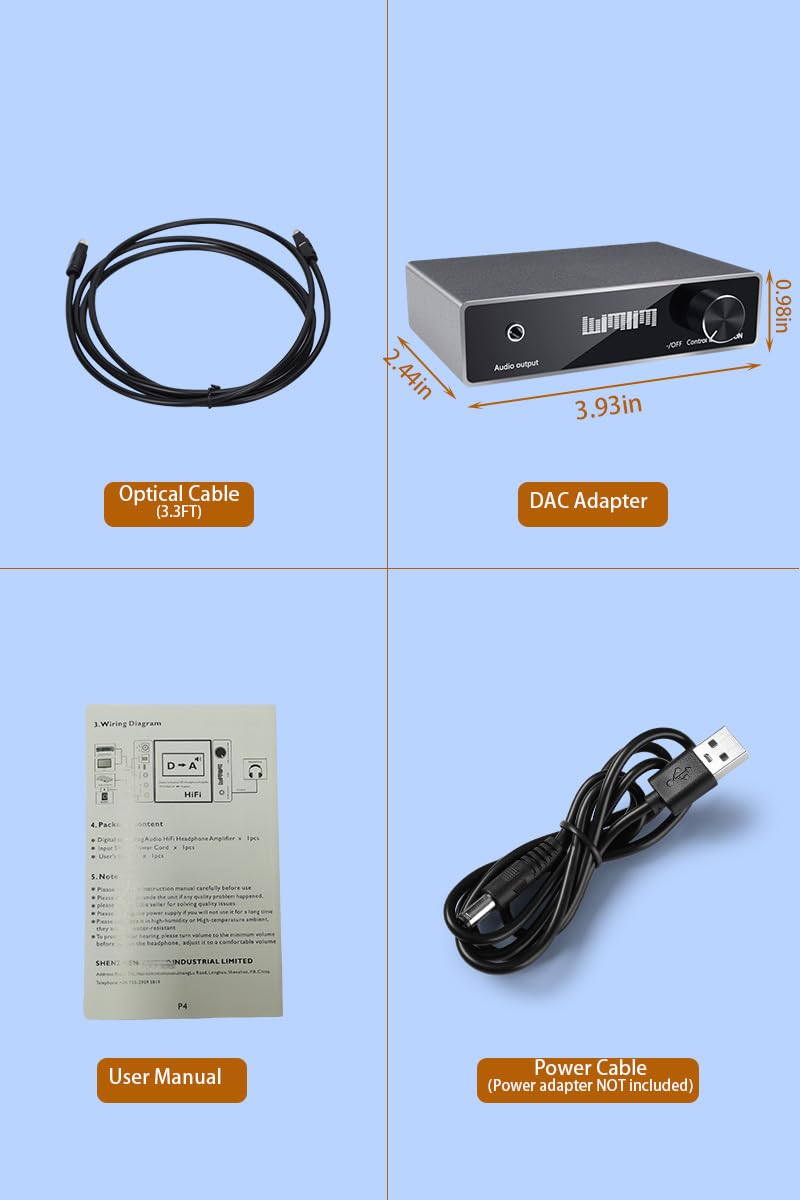 DAC Audio Converter with Volume Control - Optical/Coax to RCA/3.5mm Aux Adapter - Premium Silver Aluminum 192KHz 24bit Digital to Analog Audio Decoder for TV to Speaker Digital to Analog Audio Converter