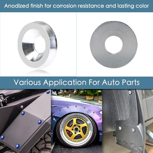 M6 Silver Anodized Aluminum Washer Fender Flare Hardware Kit 32