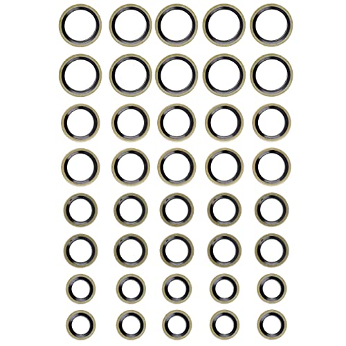 Fuel Sealing Washers Fit for Banjo Bolt 8mm 10mm 12mm 14mm Compatible with Dodge Cummins Fuel System Replace 3918188 4934278 3963983 3963988 (40pcs,Each of 10)