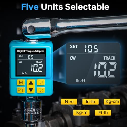 1/2" Digital Torque Wrench Adapter 5-100 ft-lb (6.8-135Nm), ±2% Accuracy