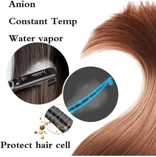 Professional 2 in 1 Steam Flat Iron, Hair Straightener & Curler Styler, Tourmaline Ceramic Steam Hair Straightener, Flat Iron Vapor Plate, Glossy Hairs, Adjustable Temperatures
