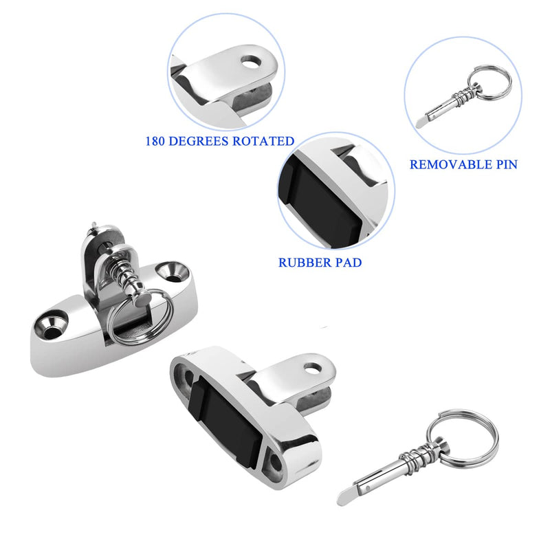 Bimini Top Deck Hinge Swivel Mount 316 Stainless Steel Swivel Side Mount Hinge,Boat Bimini Top Fitting Hardware Side Mount,Boat Top Hinges Bimini Mounts with Removable Pin