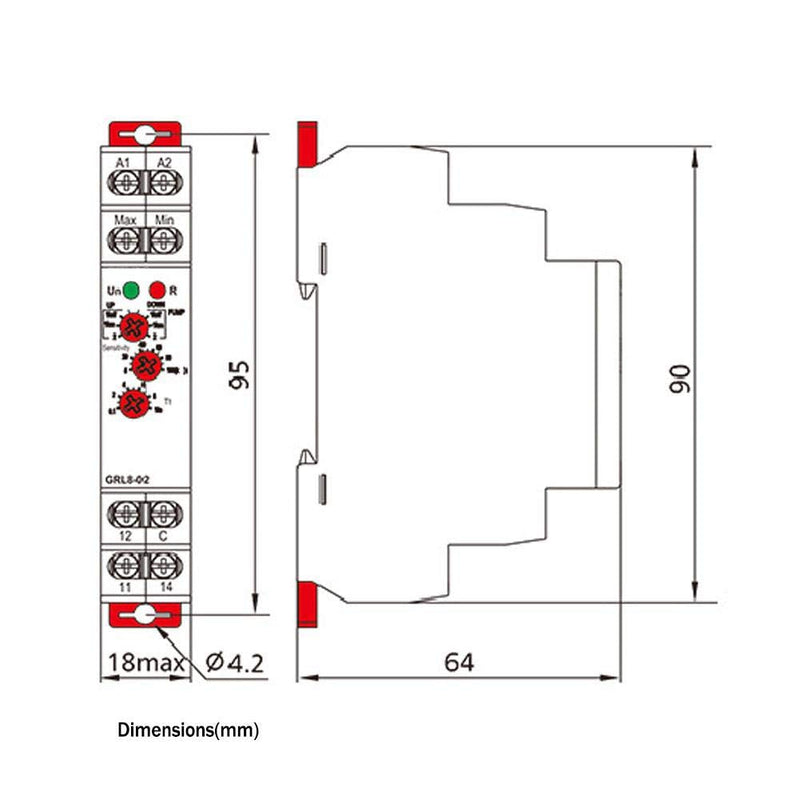 Liquid Level Controller GRL8-02 Automatic Water Level Controller Relay Water Level Controller 24Vwith DIN Rail Mount for Pool Liquid Level Monitoring