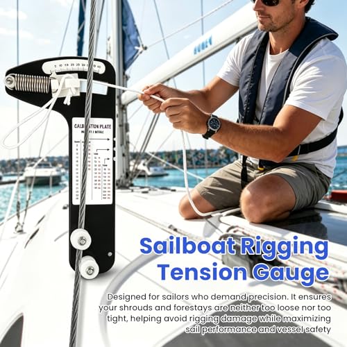 PT-2 Sailboat Rigging Tension Gauge, Professional Hands-Free Force Gauge for Cable Diameters 3/16, 7/32, 1/4 in, 2000 lbs, for Standing Rigging & Forestays, Loos Tension Gauge