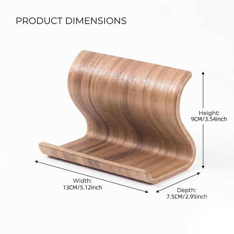 Bamboo Cell Phone Stand, Wooden Tablet Holder for Desk | Bamboo phone holder compatible with iPhone, iPad, Kindle, tablets. Holds 4-13 inch devices with case. Wooden desk accessory.