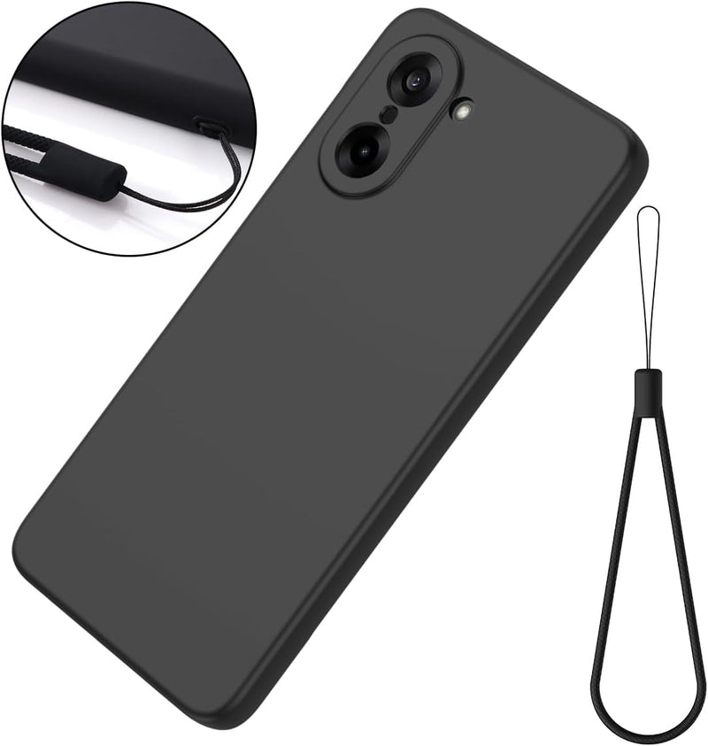 for Consumer Cellular IRIS Connect 2 Case Compatible for Speakeasy Smart Phone Case Cover with 2 Pack Screen Protector,Slim Shockproof Soft TPU Rubber Silicone Lanyard -Black Black-Scr