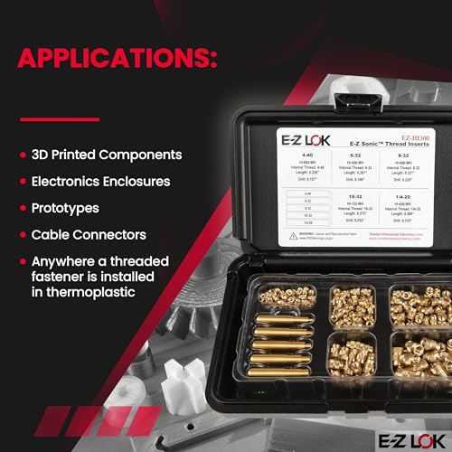E-Z LOK Thread Insert Assortment Kit for Plastic, 4-40 to 0.25-20 4-40 to 1/4-20 Flush