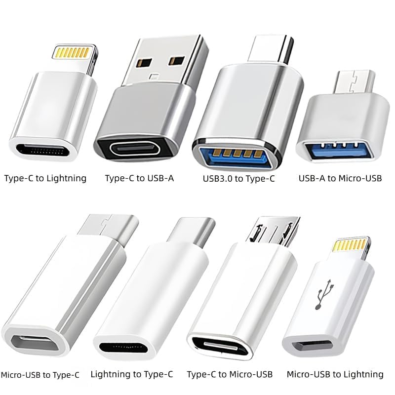 USB C Adapter Set USB A to USB C OTG Converter Kit, 8PCS Fast Charging High Speed Data Transfer Adapters for Laptops Phones Tablets, Compatible with MacBook Pro with iPad with Galaxy with Surface XPS
