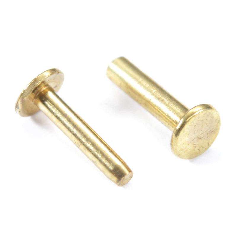 Cutlery Rivets (10 Pack) + [1] Step Drill for DIY Handles & Knife Handle Repair - USA Size (0.312 x 0.155 x 0.750 Inch) - (Brass) - 2-Piece Rivet Knife Handle Fasteners (Cutlery Rivet)(0.312 x 0.155 x 0.750 Inch) (10PCS)(Brass) + (1)(Step Drill)
