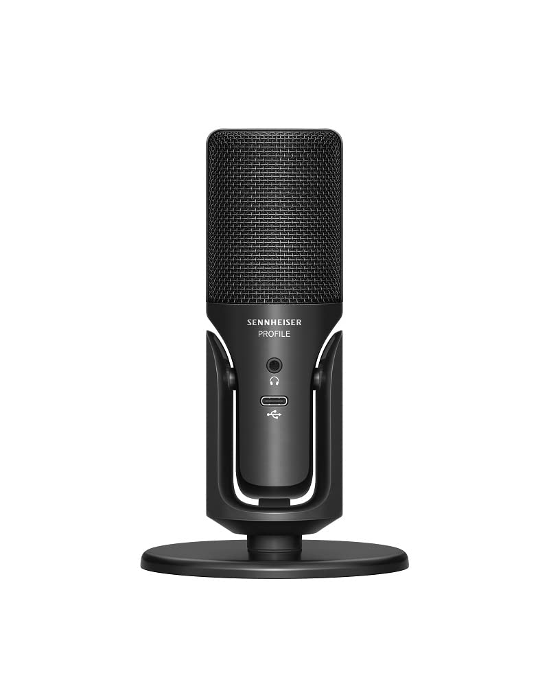 SENNHEISER Professional Profile - USB Cardioid Condenser Microphone & Table Stand, 1.2 m USB-C Cable - Mute Button, Built-in Headphone Jack, Gain, Mix & Volume Control, for PC & Mac,Black Profile Mic