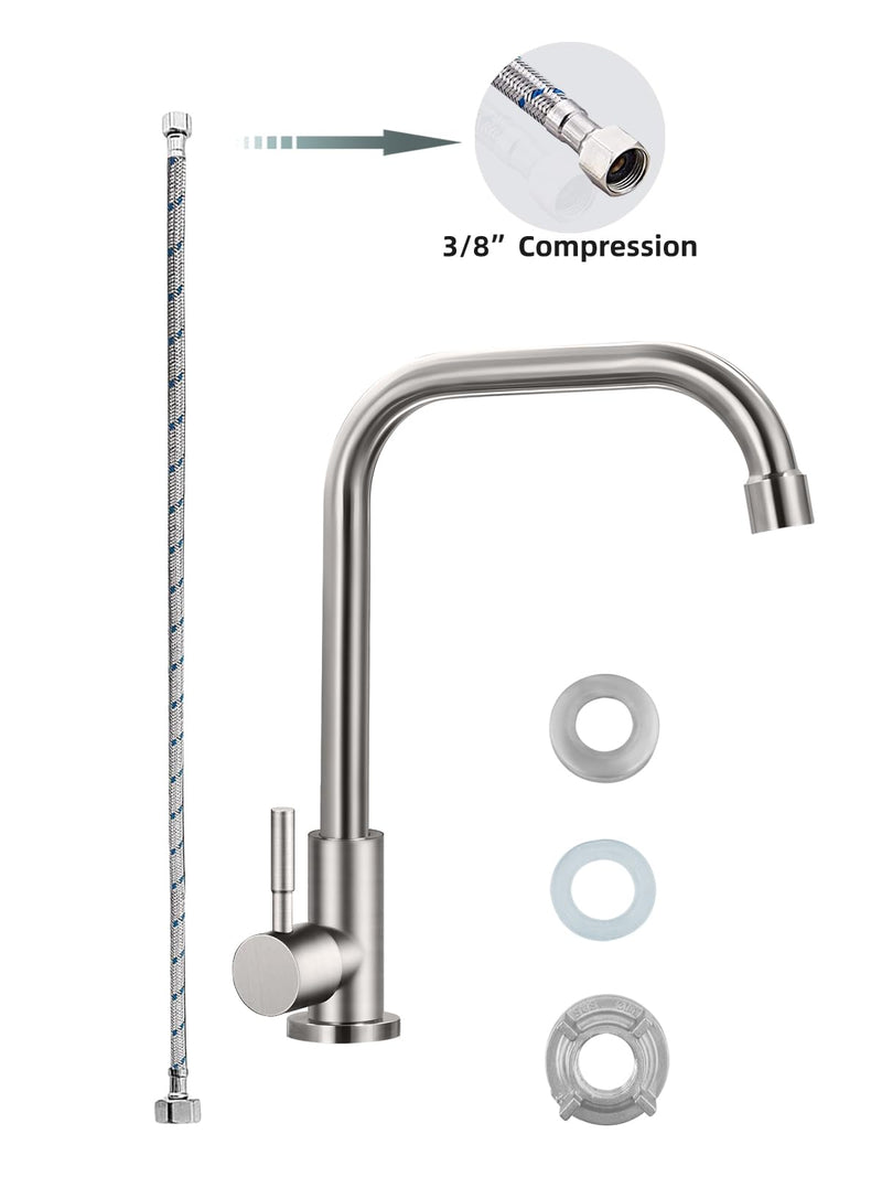 Cold Only Water Faucet Single Hole Kitchen Sink Faucet SUS304 Stainless Steel Brushed Nickel