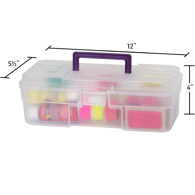 Akro-Mils 12-Inch ProBox Plastic Art Supply, Hobby or Craft Storage Toolbox, Model 09912CLPUR, (12-Inch x 5-1/2-Inch x 4-Inch), Clear