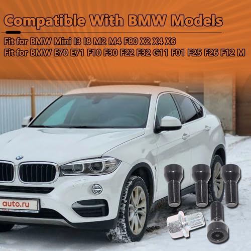 5PCS 36136786191 M14x1.25mm Wheel Lock Set Lug Nuts Bolt Fit for BMW Mini, I3 I8 M2 M4 F80 X2 X4 X6 with Master Key