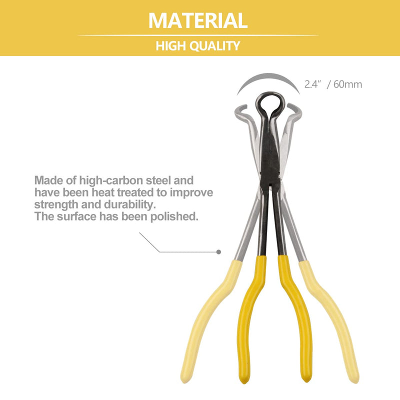 Spark Plug Removal Pliers, 11" Long Reach Ring Nose Hose Grip Pliers for Car Round Nose