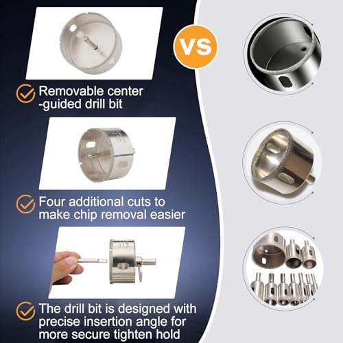 5-11/16inch | 145mm Diamond Hole Saw with Center Drill bit and Diamond-Coated Center Drill bit for Ceramic Glass Marble Fiberglass Granite and Porcelain Tiles by CENYB 145mm | 5-11/16inch