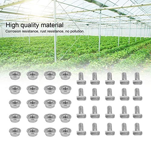 Zyyini Greenhouse Repair Parts, 20 Sets of 304 Stainless Steel Quick Assembly Screws, Nuts Screws Assortment Set, for Greenhouse