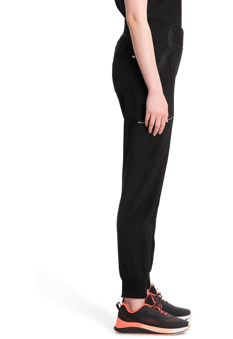 Cherokee Infinity Womens Scrub Jogger Pants, Mid Rise, Moisture Wicking, Wrinkle-Resistant, 360 Stretch, 5 Pockets - CK110A Medium Black