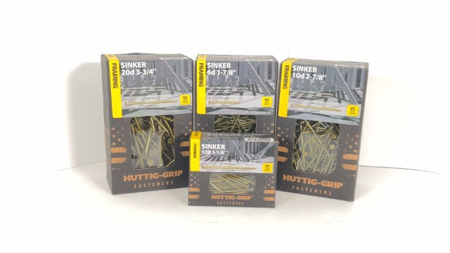 Huttig-Grip 3-1/8 inches Sinker Nails 12d for Construction Framing HGN12CSKR1 Vinyl Coated Finish, 1 lb Pack of 75 Nails 3-1/8 in -1 lb Pack