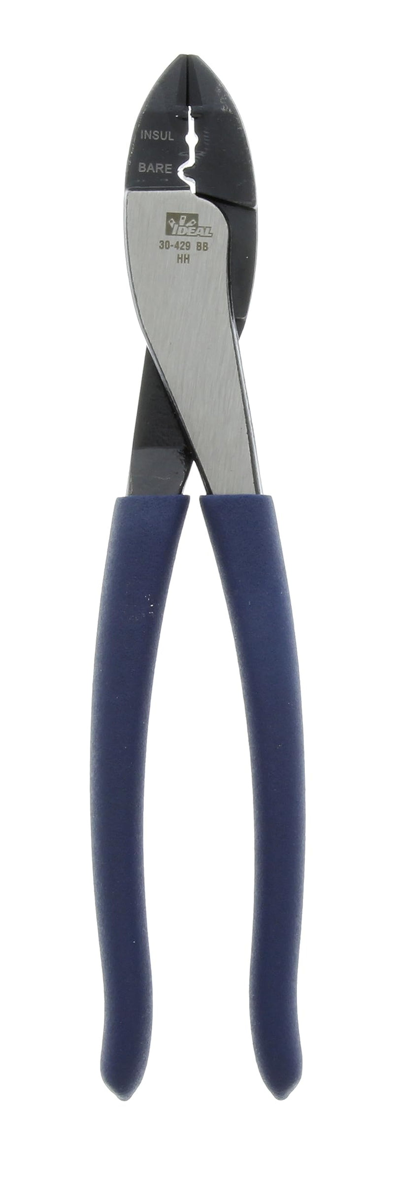 IDEAL Electrical 30-429 Multi-Crimp Tool - 9.75 in., High Leverage Pivot Wire Crimper with Knife-To-Anvil Blades, Dipped PVC Grips Standard Grip