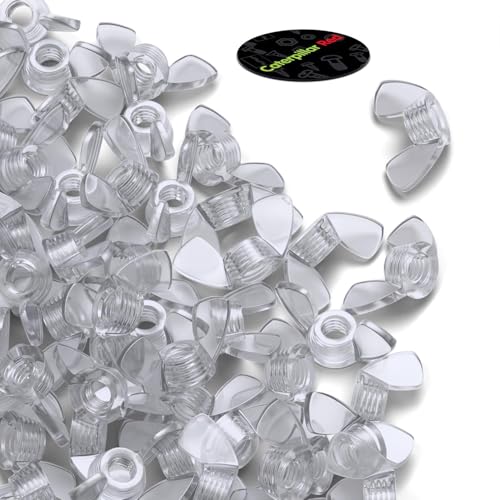50x Clear Acrylic Plastic Butterfly Wing Nuts M4, Thumb Nuts