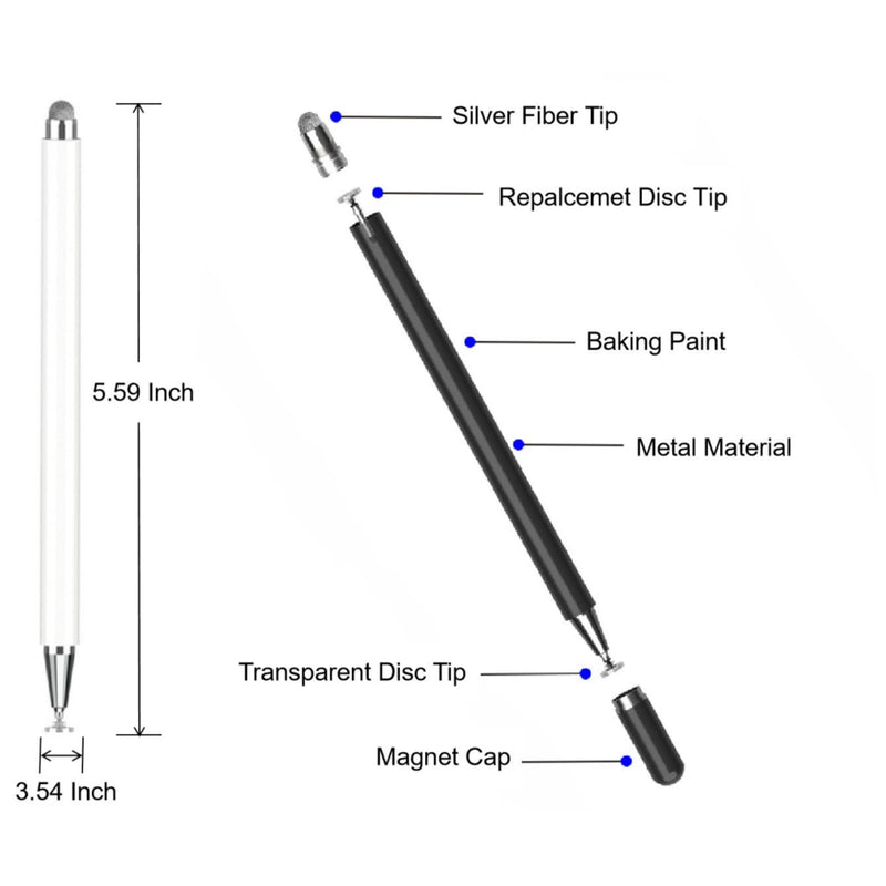 Stylus Pen for Samsung Galaxy Tab Tab A9+ / A8 / A7 / A7 Lite, High Sensitivity & Precision Capacitive Styli Pencil for Apple iPad/iPad Pro/Fire HD/Microsoft/Surface/All Touch Devices (White) White