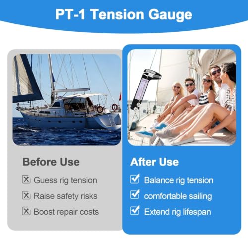 PT-1 Sailboat Rigging Tension Gauge, 800LB, Fits 2.5/3/4mm Wire Dock Tool PT-1