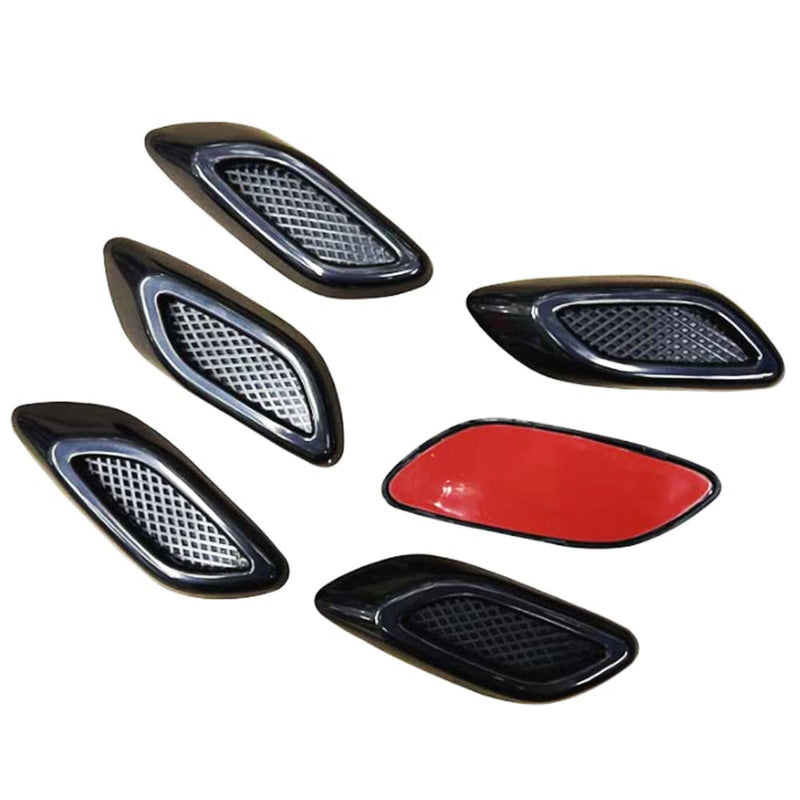 6pcs Curboom Car Fender Trim Decorative Intake Universal Auto Air Flow Bumper Side Vent Decal Scoop Hood Spolier Door Carbon Fiber ABS Chrome Silver Exterior Glossy Black Sticker for Most Cars